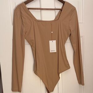 Quince Women's Beige Long Sleeve Bodysuit